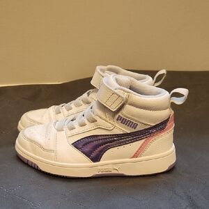 Puma Kids Sneakers - White and Purple Size 12.5C